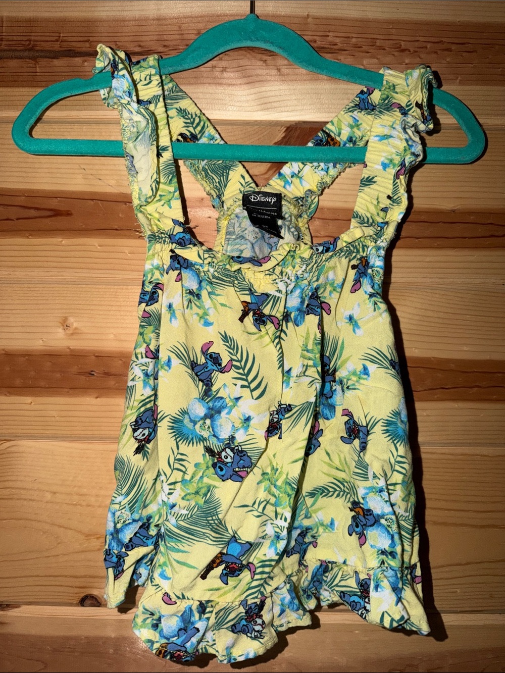 Disney Yellow Tropical Floral Stitch Tank Top